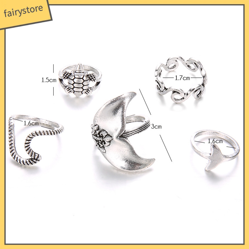 Set 5 Nhẫn Đeo Khớp Ngón Tay Phong Cách Boho Cho Nữ