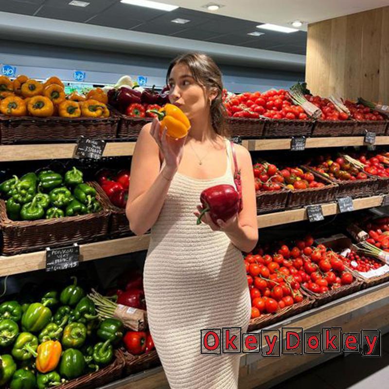 Đầm Midi Không Tay Hở Lưng Màu Trơn Thời Trang Dành Cho Nữ