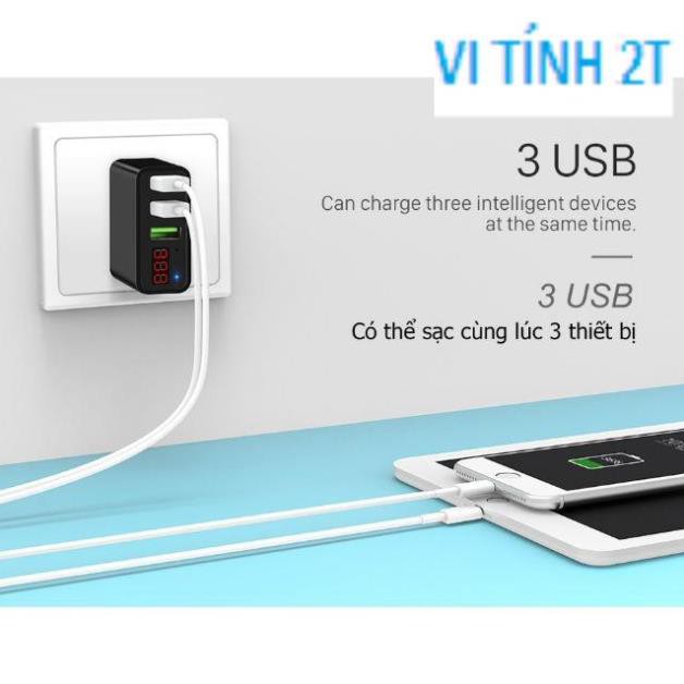 Cóc sạc 3 cổng usb 3.0A hoco C15 chính hãng 100%