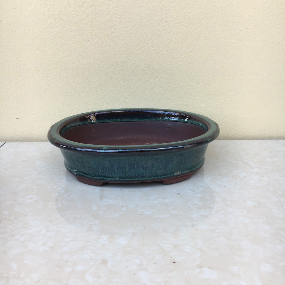 Chậu bonsai ovan mini men hỏa biến gốm Bát tràng 1 size BM-25