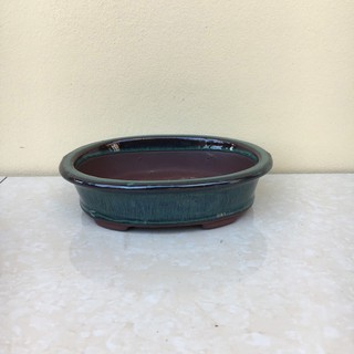 Chậu bonsai ovan mini men hỏa biến gốm Bát tràng 1 size BM-25