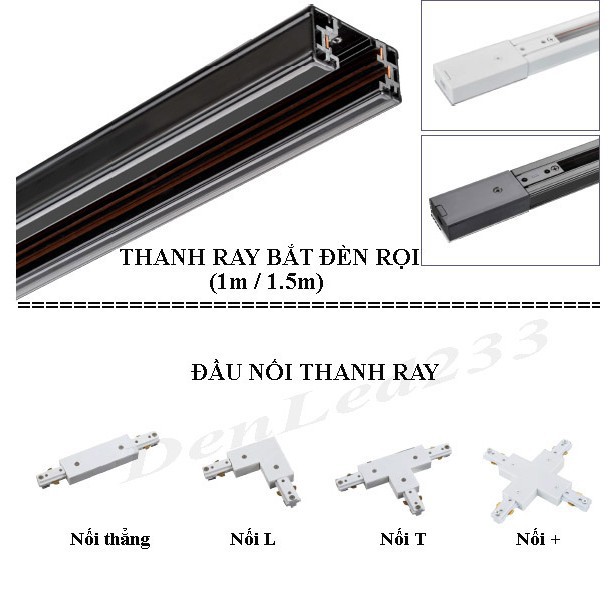 Thanh ray đèn rọi 1m, đế ray đèn rọi lắp đèn rọi (màu trắng, đen)