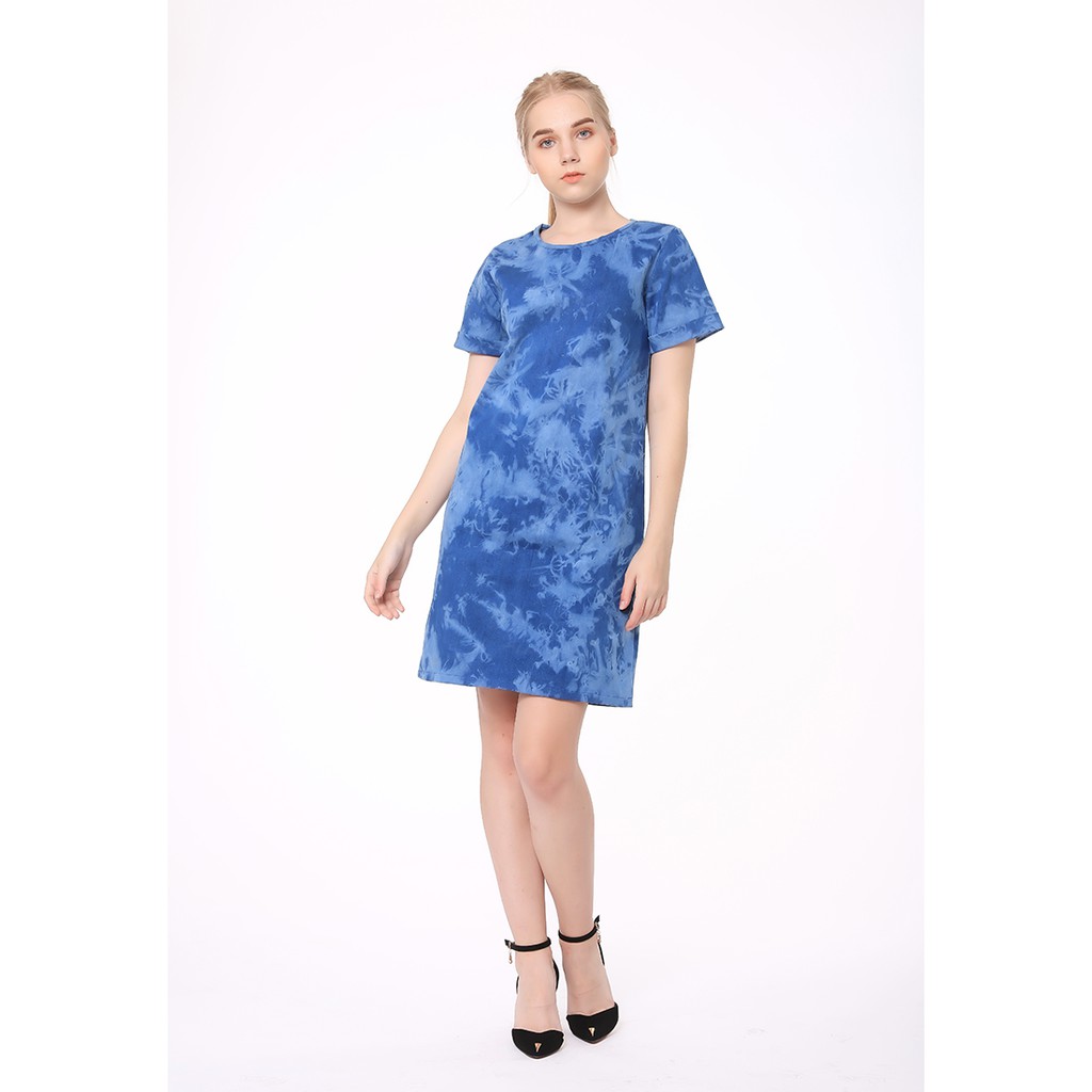 Đầm jean suông cổ tròn - Lovadova 19D12C004