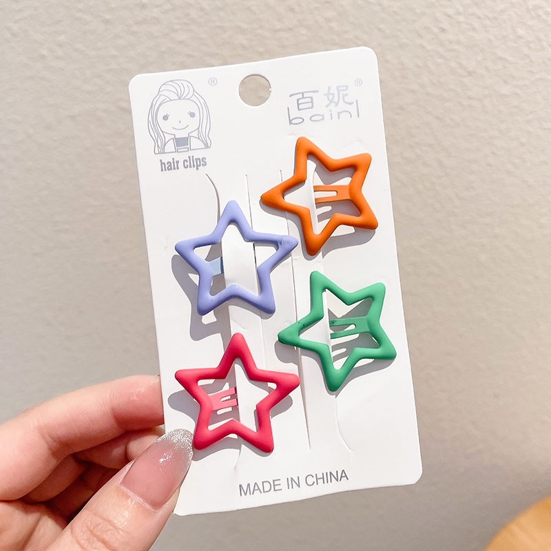 Kẹp Tóc Hình Ngôi Sao Trái Tim Màu Sắc Dễ Thương Thời Trang Mùa Hè Cho Bé Gái