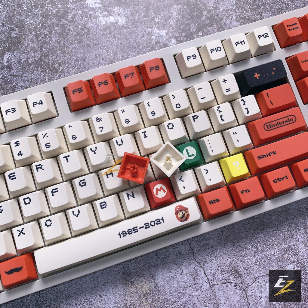 Keycap Cho Bàn Phím Cơ Retro Mario Thick PBT, In Dyesub 120 Phím Cherry Profile Của EZ