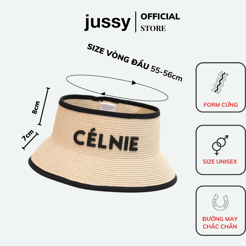 Mũ Cói Rộng Vành Hở Nóc Hot Trend Jussy Fashion Kiểu Nón Cói Lisa Venom Cao Cấp Form Đẹp Tặng Kèm Hộp