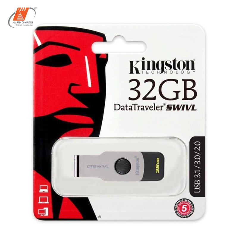 USB Kingston DataTraveler SWIVL 32GB | USB 3.0 - Nắp xoay kim loại - Hàng chính hãng | BigBuy360 - bigbuy360.vn