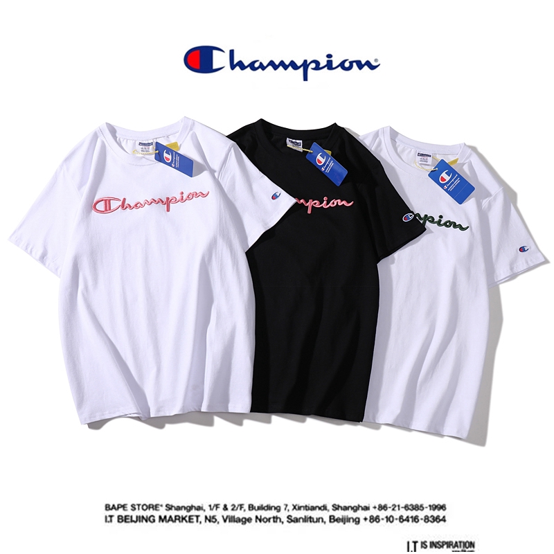 Áo Thun Ngắn Tay Thêu Chữ Champion