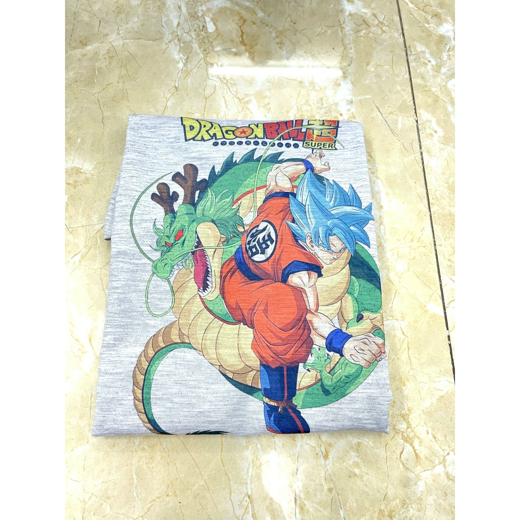 Áo thun xám Songoku Dragonball bé trai nhân vật Anime dễ thương cotton co giãn dễ chịu mát mẻ