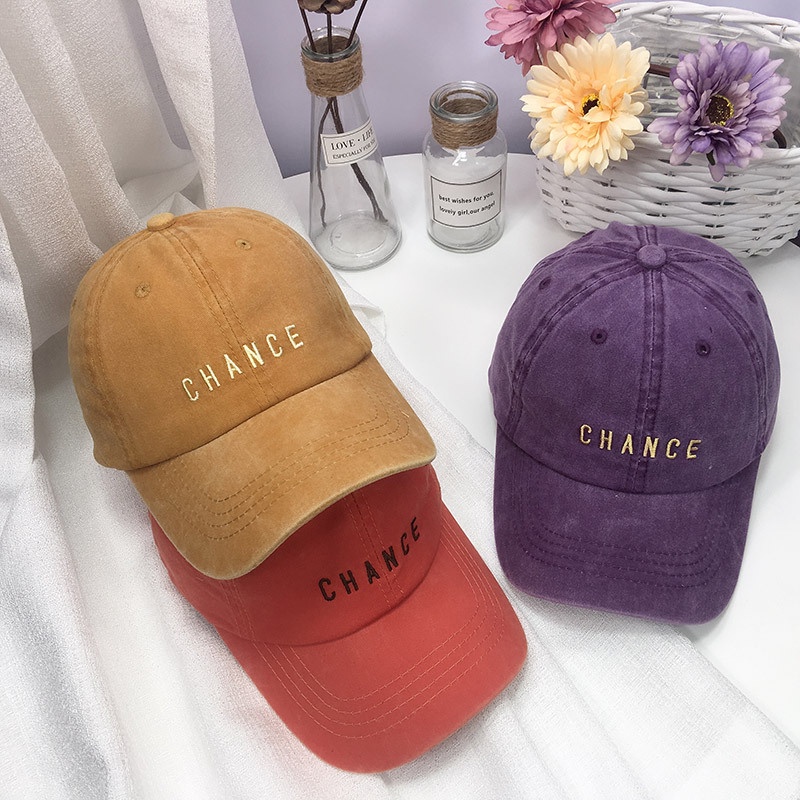 Mũ lưỡi trai kiểu Hàn thêu chữ phong cách đường phố bốn mùa có thể giặt được 19117