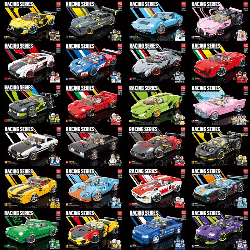 Bộ Đồ Chơi Lắp Ráp Mô Hình Xe Đua Siêu Tốc Cho Bé nhiều chi tiết phát triển tư duy lamborghini Ferrari Lamborghini Porsche Bugatti