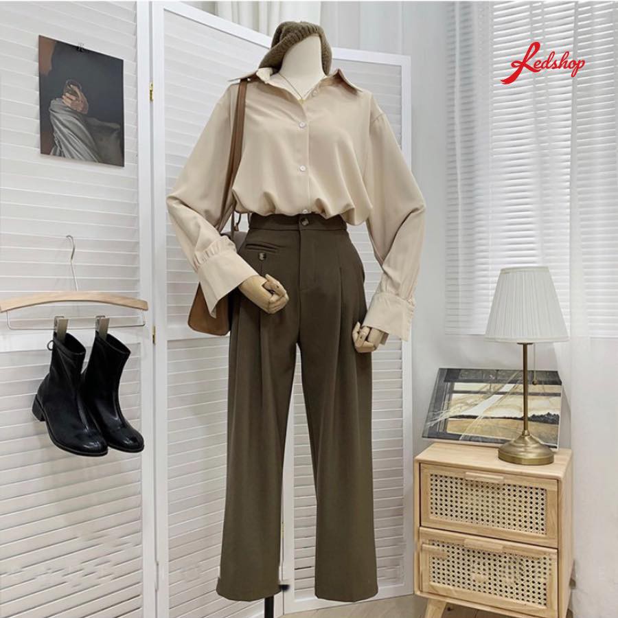 Áo Sơ Mi Nữ Basic Dáng Rộng Chất Tằm Mịn Tay Dài Nhiều Màu Kiểu Dáng Hàn Quốc Có BigSize REDSHOP | BigBuy360 - bigbuy360.vn