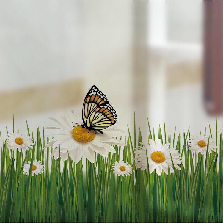 Decal trang trí kính cao cấp hoa bướm ( 60cm x 58cm )