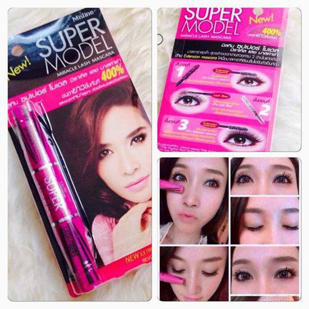 Mascara 4D 2 in 1 Mistine Super model Miracle Lash Thái Lan