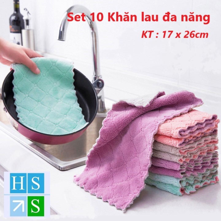 Set 10 Khăn lau đa năng , lau chén bát, lau tay, , lau bàn ghế, lau bếp .... mềm mại, thấm hút tốt (Mầu giao ngẫu nhiên) | BigBuy360 - bigbuy360.vn