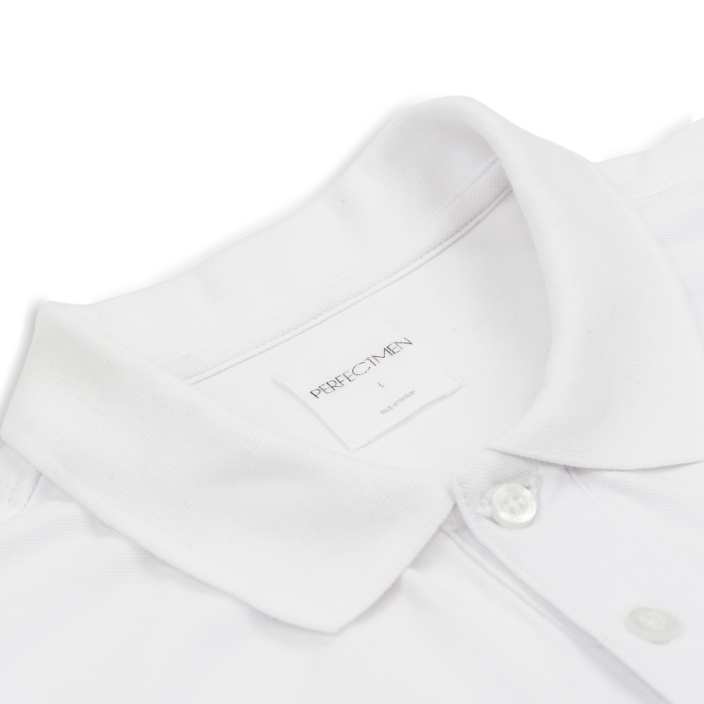 Áo Polo nam cao cấp 100% cotton PERFECTMEN vải cá sấu màu trắng co giãn 4 chiều thoáng mát xuất xịn sang trọng | BigBuy360 - bigbuy360.vn