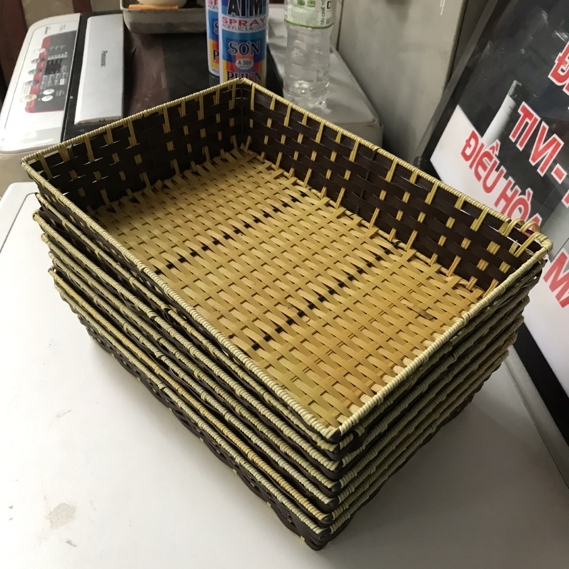 Khay giả mây chữ nhật