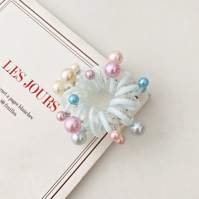 Thun Cột Tóc Đính Ngọc Trai Nhân Tạo Phong Cách Hàn Quốc JP6