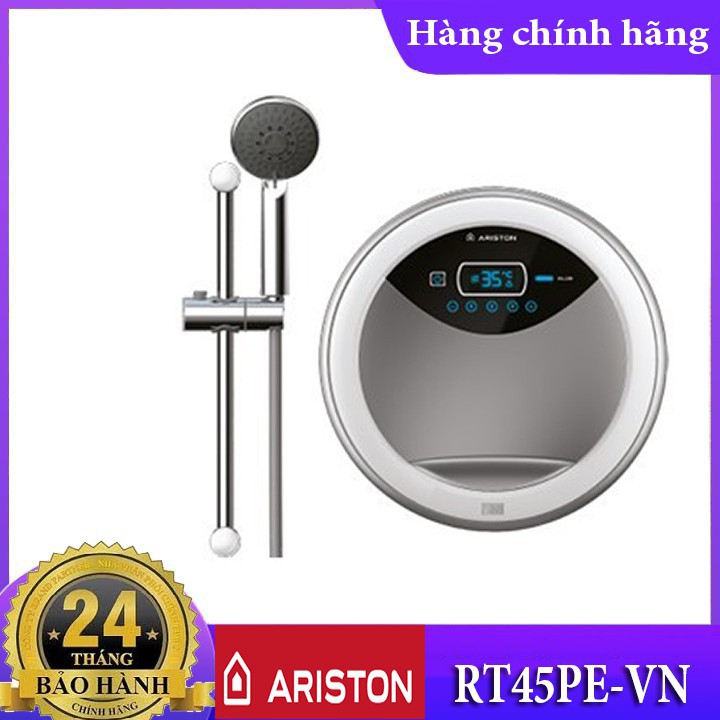 Máy nước nóng trực tiếp Ariston RT45PE-VN, hiển thị nhiệt độ, bơm trợ lực, chống giật tích hợp