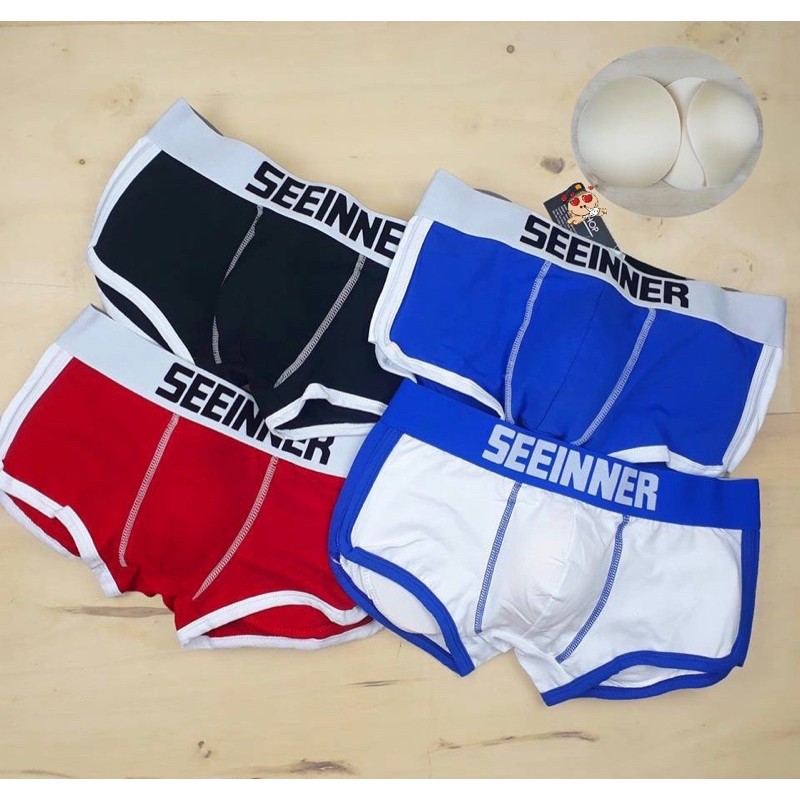 Quần độn nam 2in1 độn mông và ciu - hàng chính hãng SEEINNER nhập khẩu - Sịp lót đùi boxer, tam giác độn mông và cu