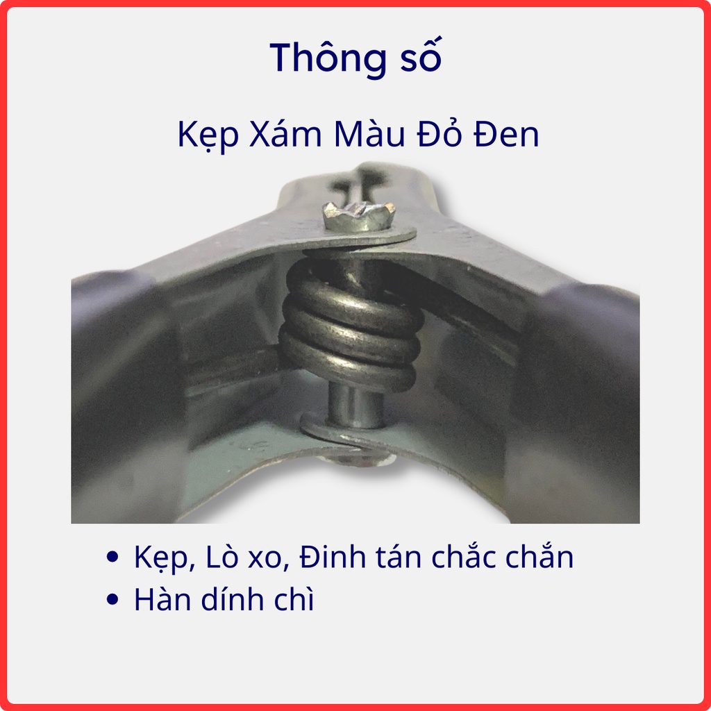 Kẹp AcQuy Cá Sấu Xám Màu Đỏ Đen 30A - 10 cặp