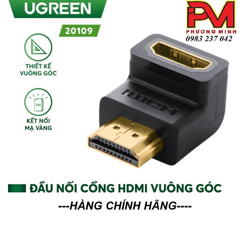 Đầu nối HDMI vuông góc 90 độ Ugreen 20110 (bẻ lên) 20109 ( bẻ xuống) cao cấp - Hàng chính hãng