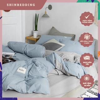 Set chăn ga trơn phối màu cotton tc cực sang chảnh