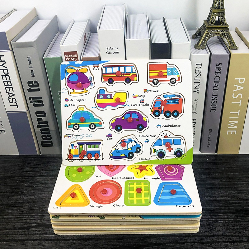 Đồ Chơi Bảng Gỗ Ghép Hình Cho Bé Có Núm Nhiều Chủ Đề