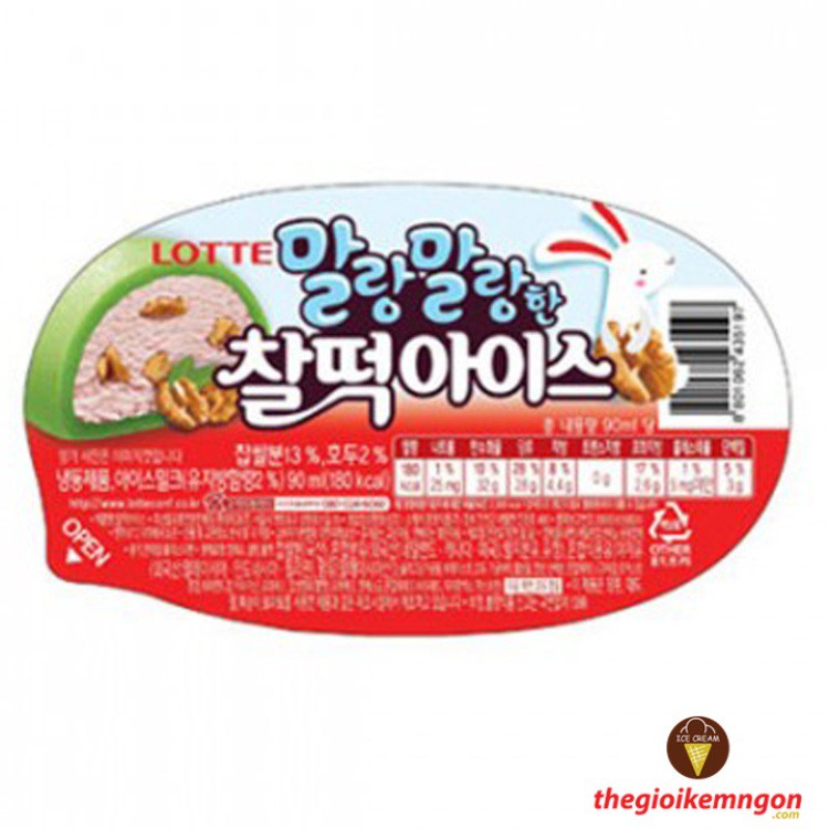 Kem mochi quả óc chó Rice Ice Cake Lotte Hàn Quốc 90ml