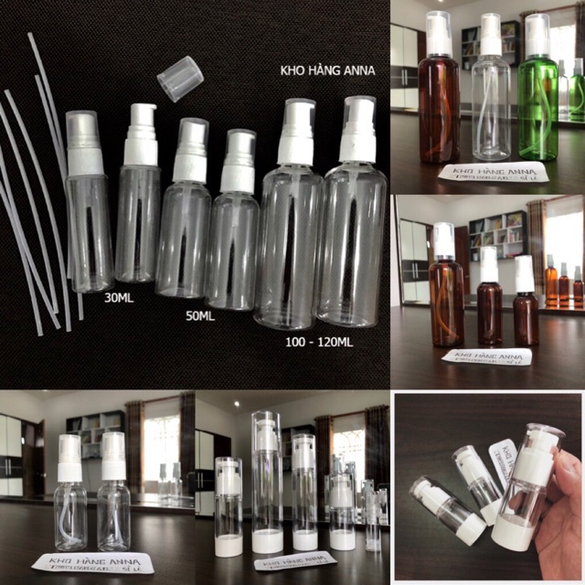 200 xịt nhỏ giọt - nhựa trong suốt / nâu 30ml 50ml 70ml 100ml chiết