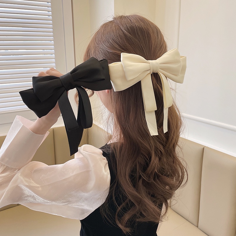 Bộ 2 Kẹp Tóc Hình Nơ Lớn Bằng Lụa Thời Trang Cho Nữ