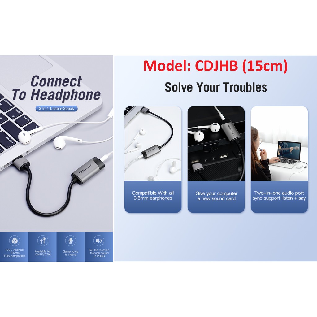 [USB to 3.5mm] Card âm thanh Vention