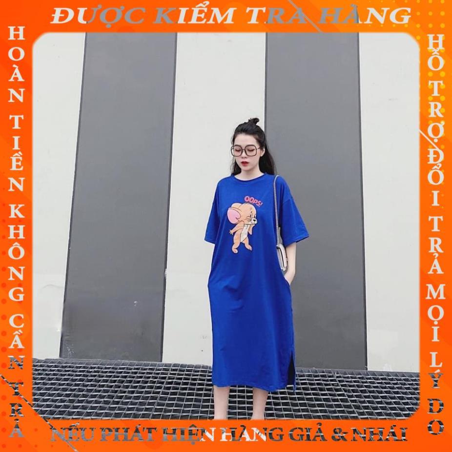 Đầm Suông Chú Chuột form Rộng, Full Màu, Có Túi Dáng Dài 108cm Free size qphat