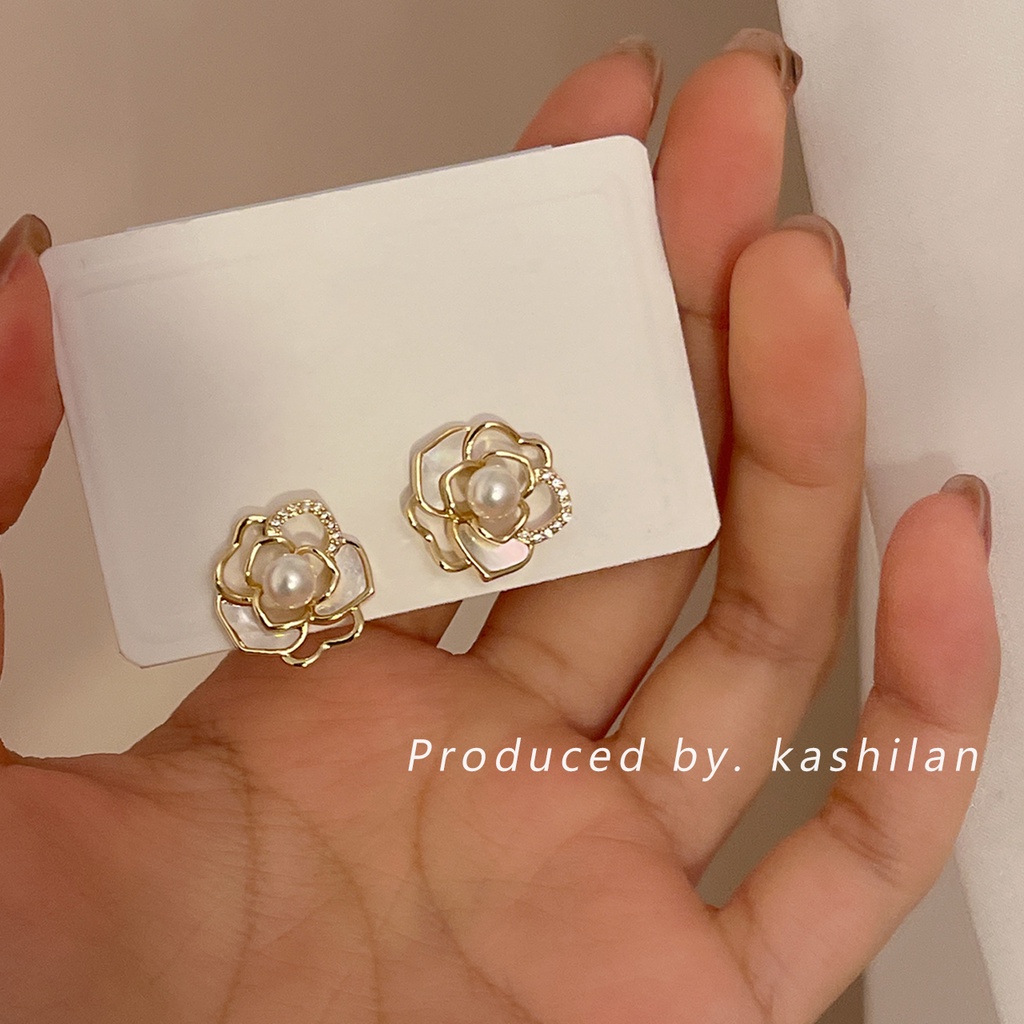 Khuyên Tai Hình Vỏ Sò Đính Đá Zircon Kiểu Pháp Thời Trang Cao Cấp Cho Nữ