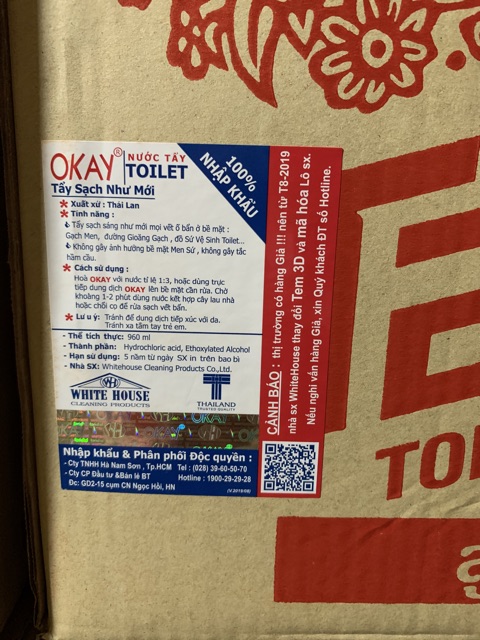 Combo 1 thùng tẩy Thái Lan Okay 960ml Hàng chính hãng phát hiện giả đền gấp đôi