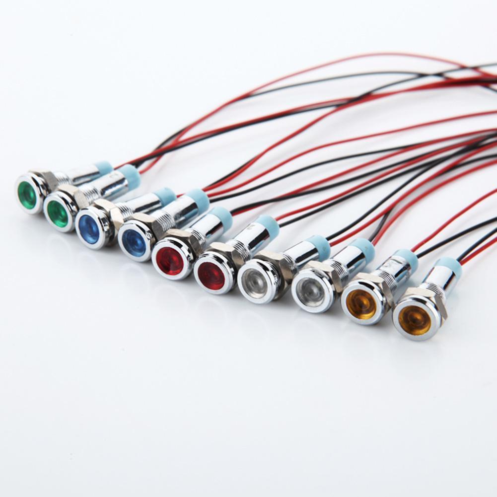 Đèn LED tín hiệu cảnh báo bằng kim loại 8mm 12V G6J7 24V 6V O4G8 220V B9O6