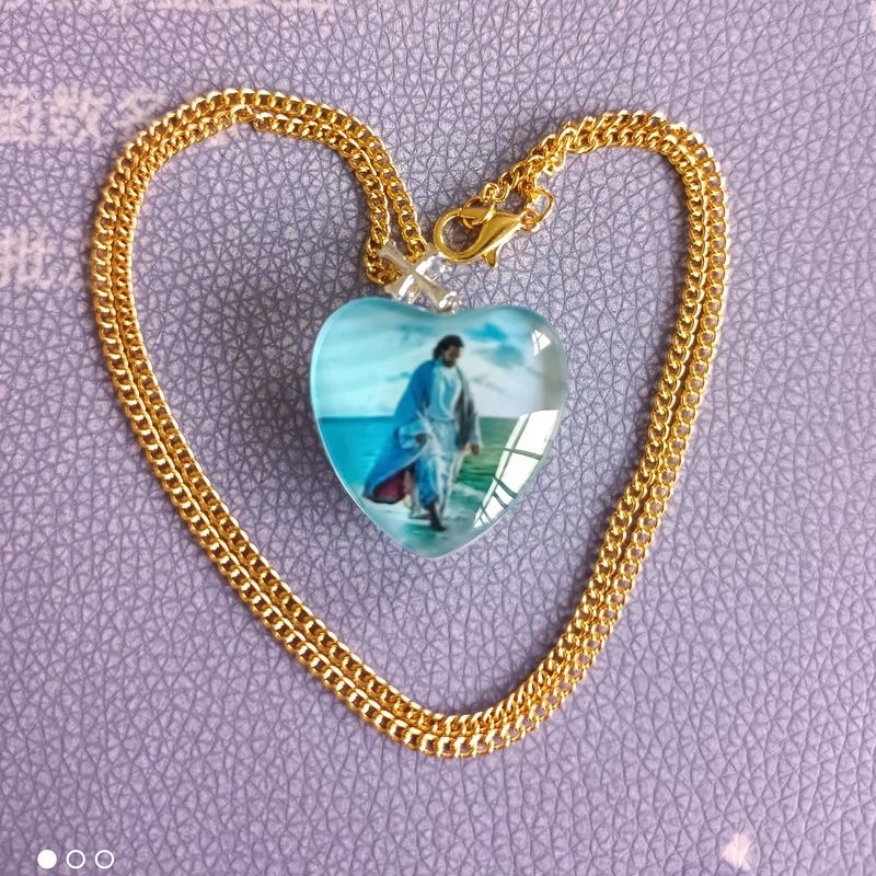 Vòng cổ Mặt Đá Thủy Tinh Hình Trái Tim Thời Trang Dành Cho Nam