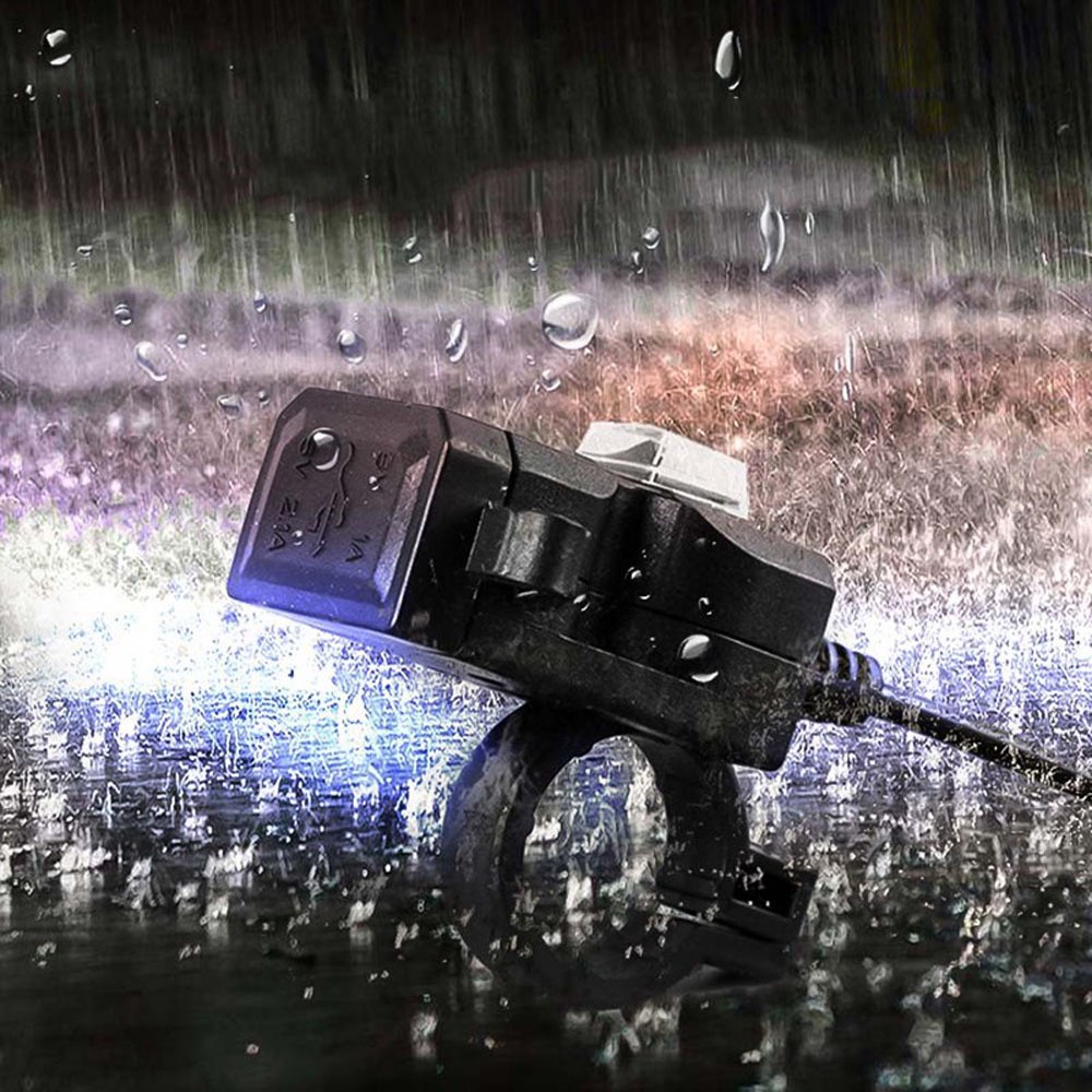 Bộ sạc điện thoại hai cổng USB 12V chống thấm nước gắn tay lái xe mô tô chuyên dụng chất lượng cao