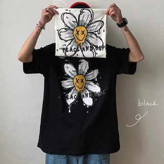 Áo thun hoa peace and hope phom to tay lỡ unisex