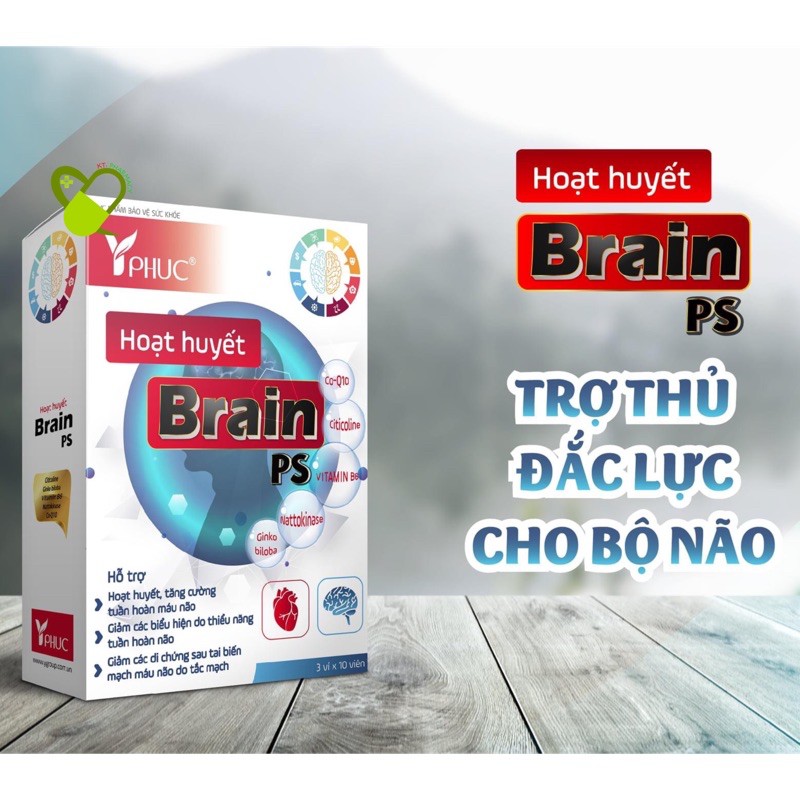 HOẠT HUYẾT BRAIN PS Y Phúc- Đập tan combo "Đau Đầu - Mất ngủ - Mệt mỏi" - Hộp 30 viên