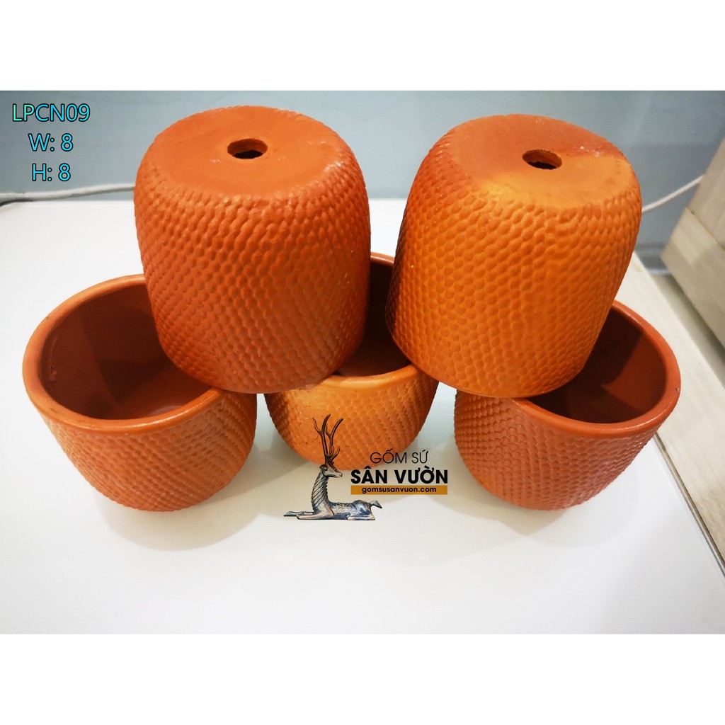 [Siêu Sale] Chậu gốm đất nung terracotta Vân Gạch trồng sen đá, xương rồng size 8cm (1 cái)