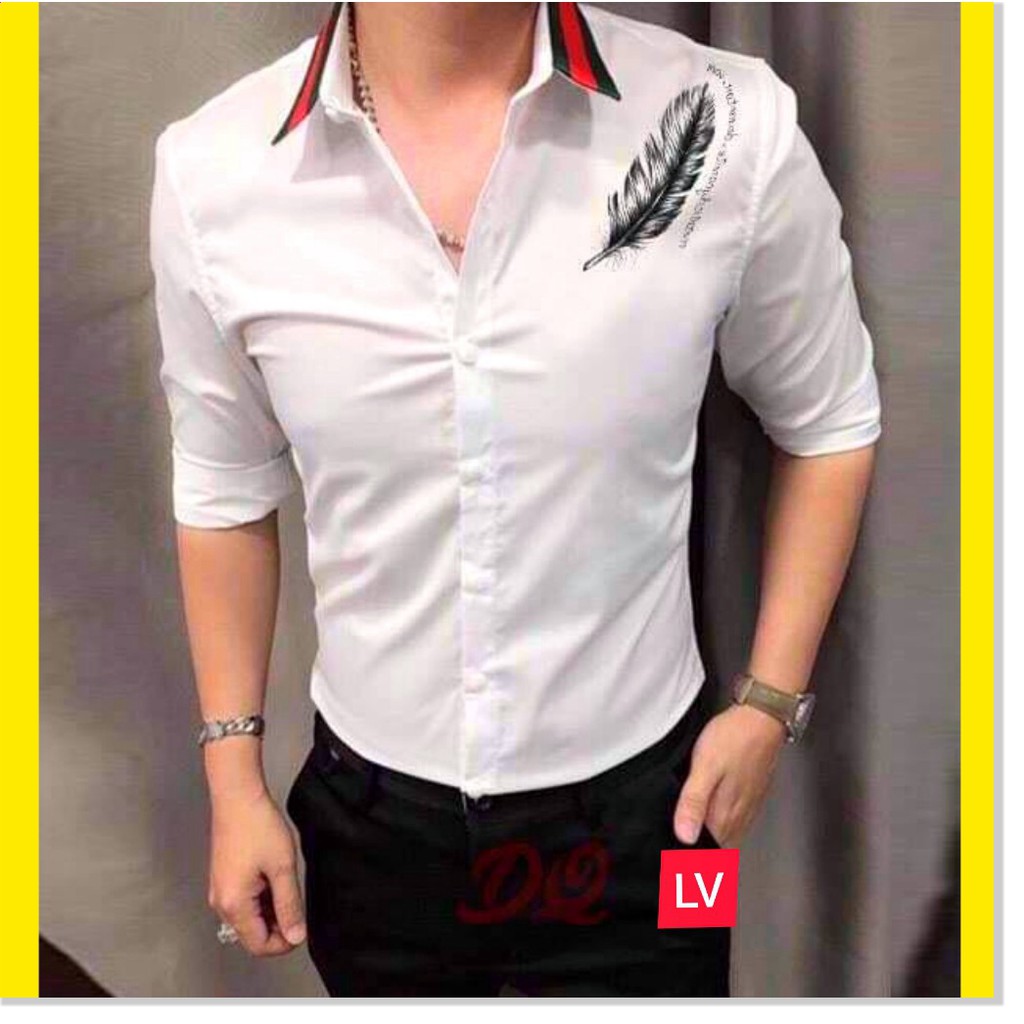 Áo sơ mi nam hàn quốc chuẩn shop, in thêu họa tiết độc đáo hot trend HP