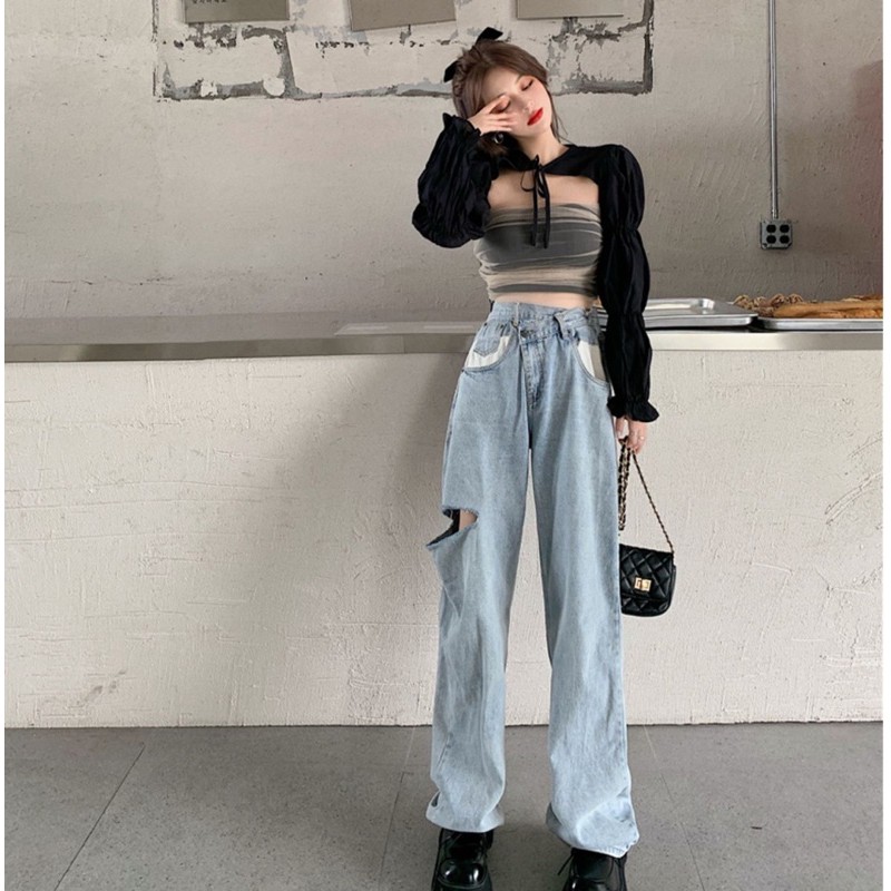 Áo Croptop [Tiệm Vải Xinh] Áo Quây Ngực Ren Mix Áo Dài Tay Nơ Buộc Cổ CT002