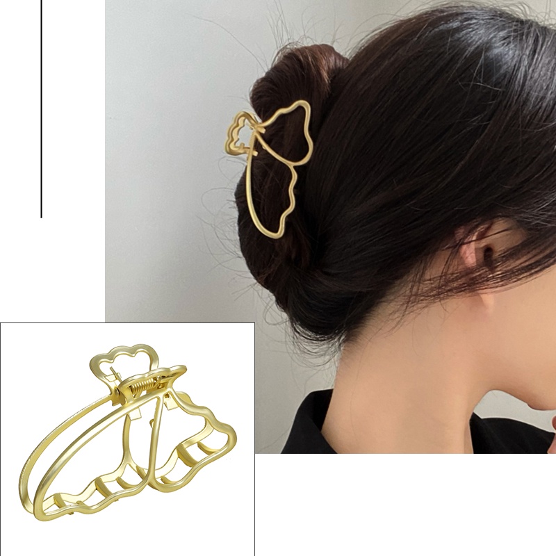 Kẹp tóc hình bướm màu vàng đồng thời trang cổ điển mới