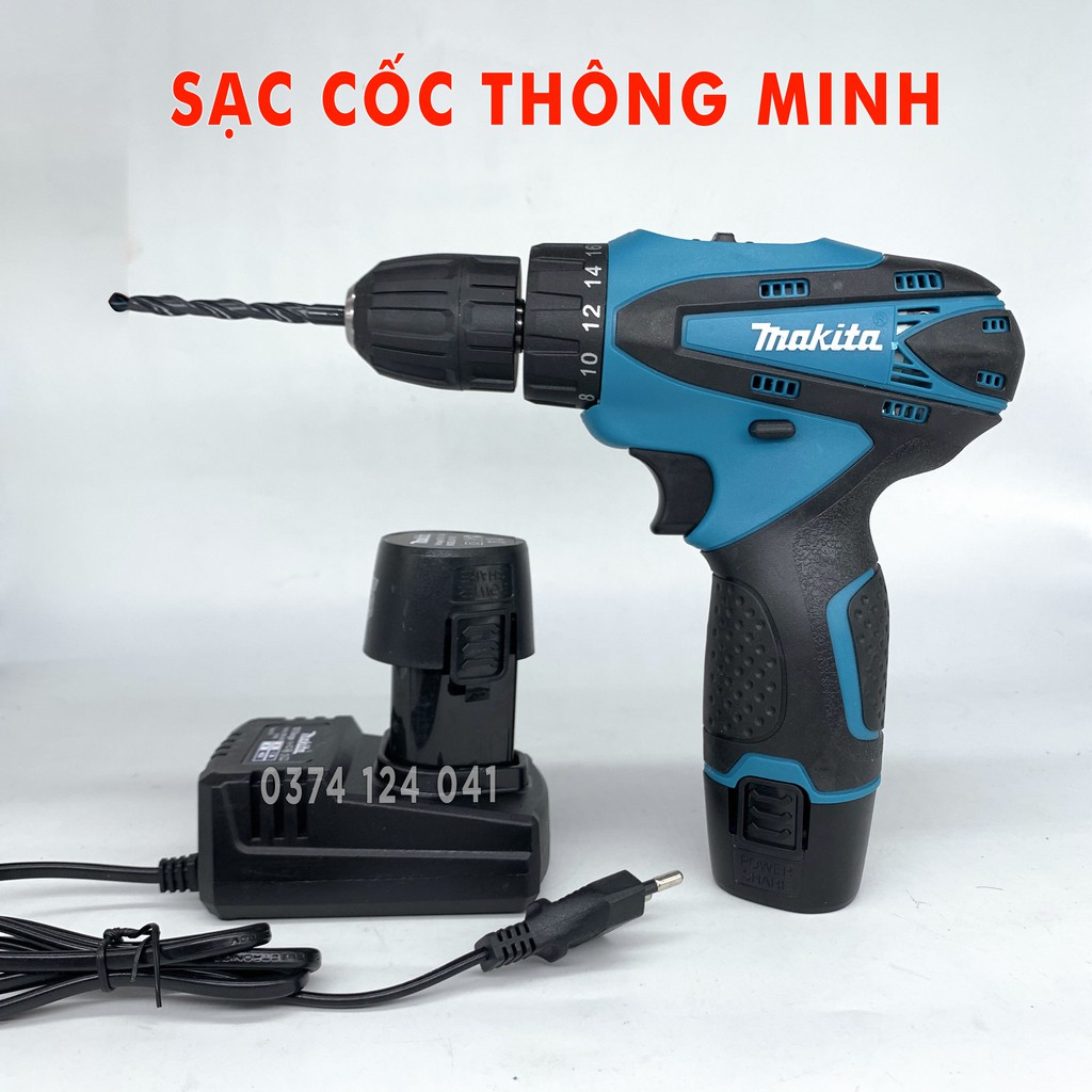 Máy Khoan dùng Pin MAKITA 12V - TẶNG BỘ 24 CHI TIẾT - Máy bắt vít MAKITA - 2 Pin - 100% Lõi đồng - Khoan MAKITA 12v