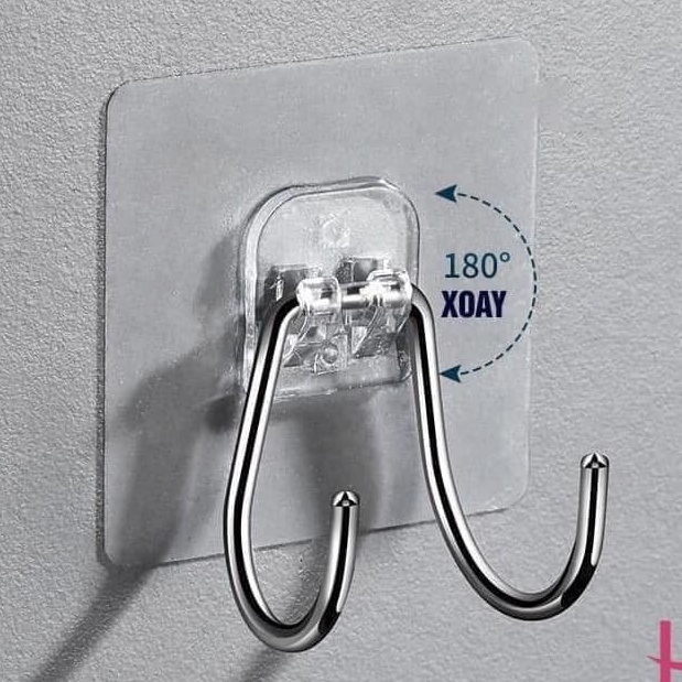 MÓC TREO ĐỒ ĐA NĂNG DÁN TƯỜNG 2 NHÁNH BẰNG INOX SIÊU TIỆN DỤNG