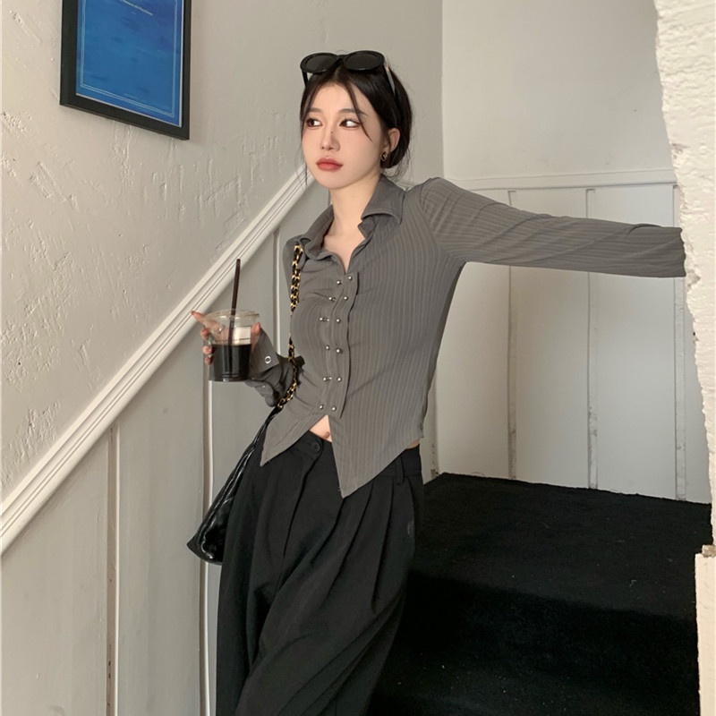 Áo Thun Polo Tay Dài Dáng Ôm Thời Trang Mùa Thu Cho Nữ