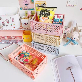 Giỏ đựng đồ đa năng để bàn xếp gọn được đựng đồ dùng, mỹ phẩm, phụ kiện 5 màu size 25*17cm