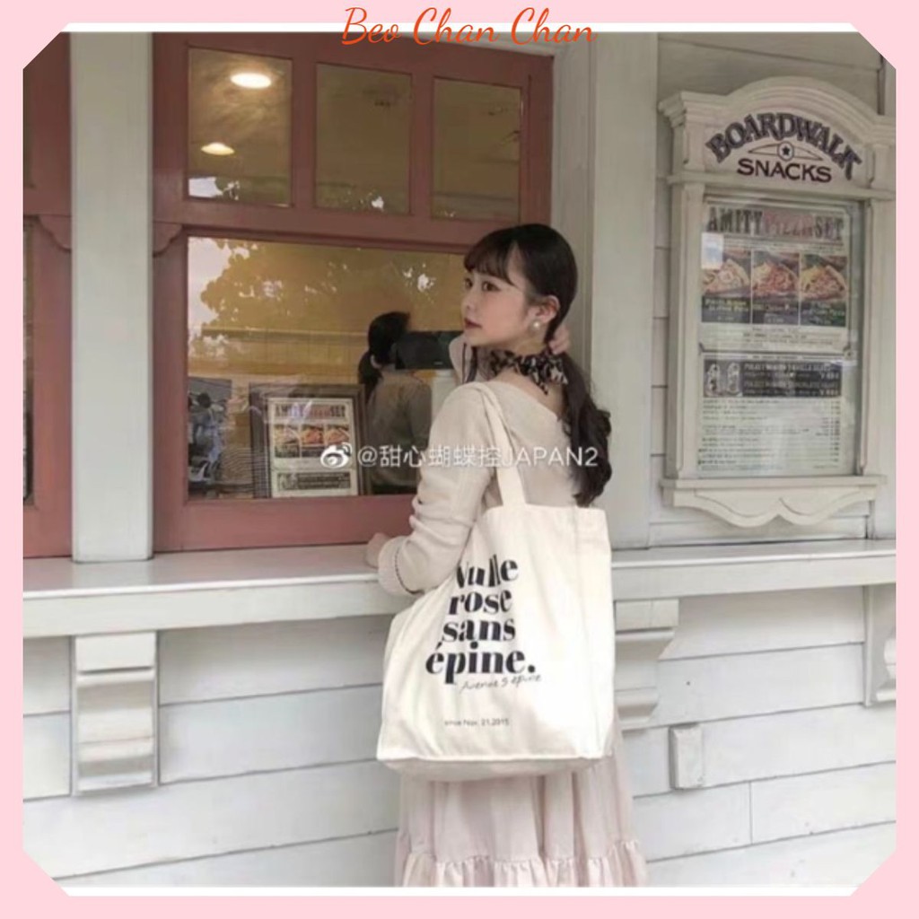 TÚI TOTE ULZZANG ĐÁY VUÔNG TRẮNG NGÀ BẢN TO HOTTREND NULLS
