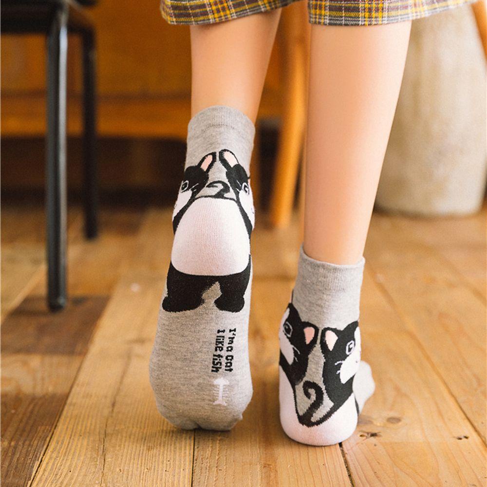 1 Đôi Tất Thấm Hút Mồ Hôi In Hình Động Vật Hoạt Hình Đáng Yêu Dành Cho Nữ Back2Li